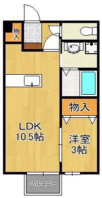 スクールサイド若藤(1LDK/2階)の間取り写真