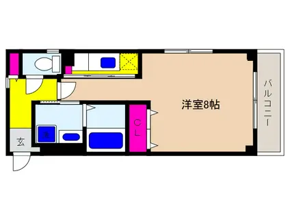 カズン住吉(1K/4階)の間取り写真