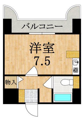 プレリュードMARUOKA(ワンルーム/4階)の間取り写真