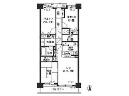 コスモ葛西臨海公園ロイヤルコート(3LDK/3階)の間取り写真