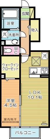 D-ROOM泉台A棟(1LDK/1階)の間取り写真