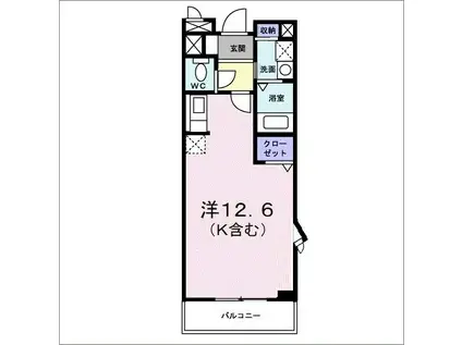 ルートサイドヴィラ(ワンルーム/3階)の間取り写真