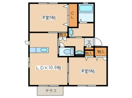 プランドールKI(2LDK/1階)の間取り写真