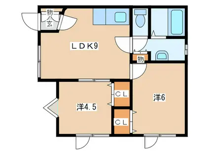 きくハイツ(2LDK/2階)の間取り写真