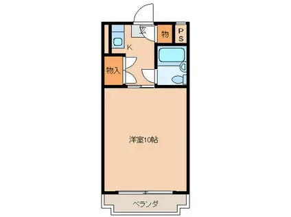 川端ハイツ(1K/3階)の間取り写真