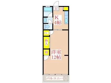 第2日匠ビル(1K/4階)の間取り写真