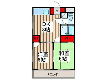 入間市駅 徒歩14分 2DK RC造(2DK/1階)の間取り写真