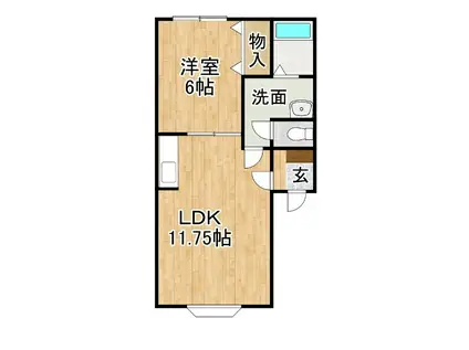 スペースYOU(1LDK/1階)の間取り写真