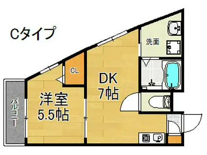 コーポ日高(1DK/2階)の間取り写真