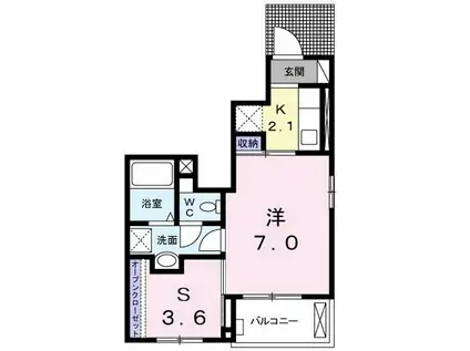 ルミエール(1SK/1階)の間取り写真
