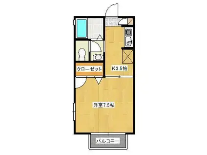 サンセールHOUSE I(1K/2階)の間取り写真