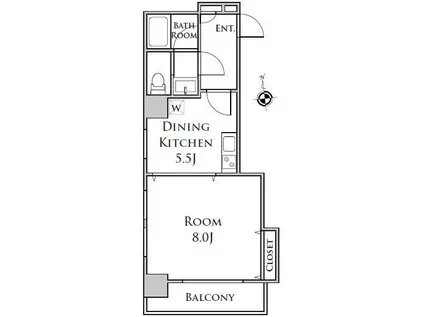 メゾンポメル小川(1DK/2階)の間取り写真