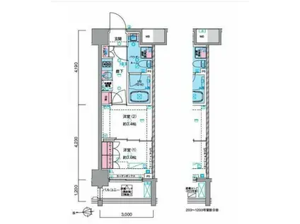GENOVIA浅草VISKYGARDEN(2K/7階)の間取り写真