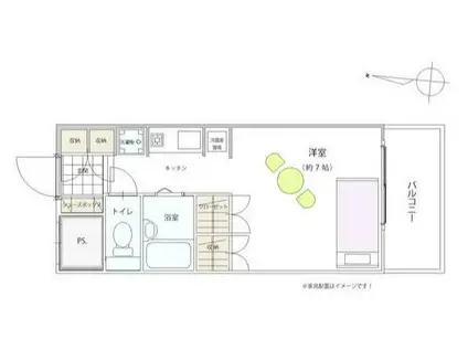 厚木アザレアビル(1K/6階)の間取り写真
