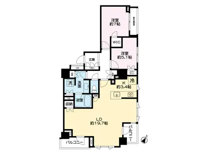 ザ・パークハウス逗子(2LDK/5階)の間取り写真