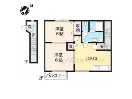 シェ・モア(2DK/2階)の間取り写真