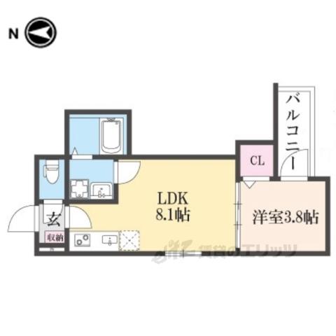 アビタシオン嵯峨嵐山(1LDK/2階)の間取り写真