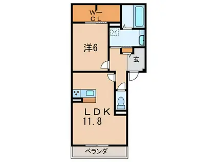 HIKIU(1LDK/2階)の間取り写真