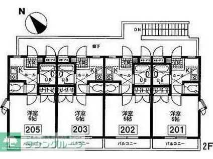 グリーンバレー久喜(1K/2階)の間取り写真