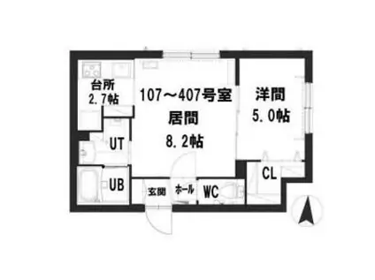 グランメールピアレス(1LDK/3階)の間取り写真