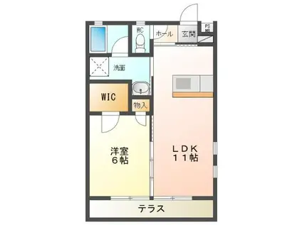 フロンティア B(1LDK/1階)の間取り写真