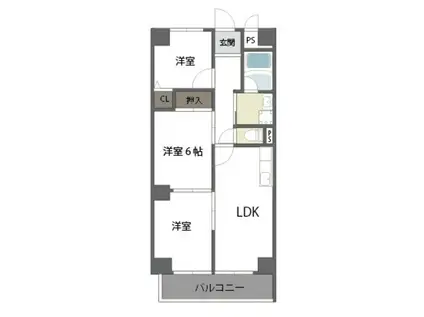 ロイヤルハイツ夕凪(3LDK/6階)の間取り写真