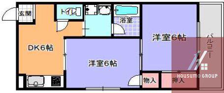 パルク長居(2DK/3階)の間取り写真