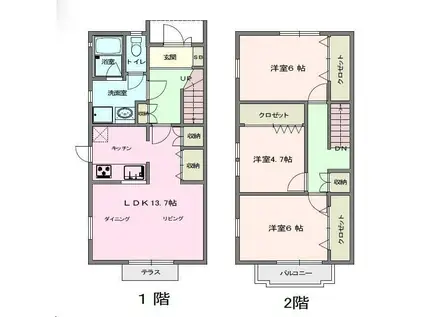 ボンヌシャンスB(3LDK/1階)の間取り写真