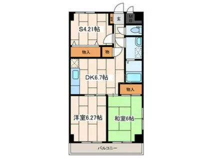 リバティー高橋(2SDK/9階)の間取り写真