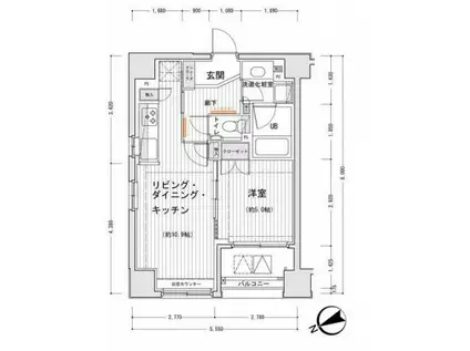 ドゥーエ銀座イーストI(1LDK/8階)の間取り写真