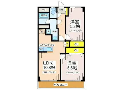 横田ファイブ(2LDK/11階)の間取り写真