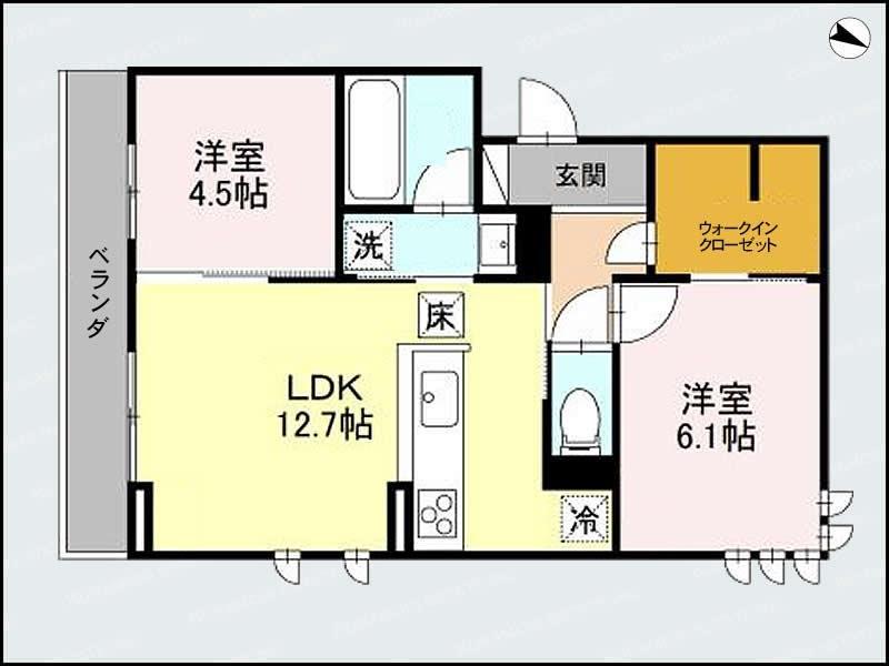 D-ROOM上所中(2LDK/2階)の間取り写真