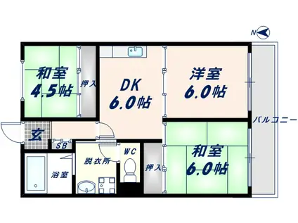 サーティ西尾(3DK/1階)の間取り写真