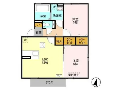 ボナール(2LDK/1階)の間取り写真