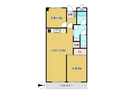 たまセンター第2ビル(2LDK/5階)の間取り写真