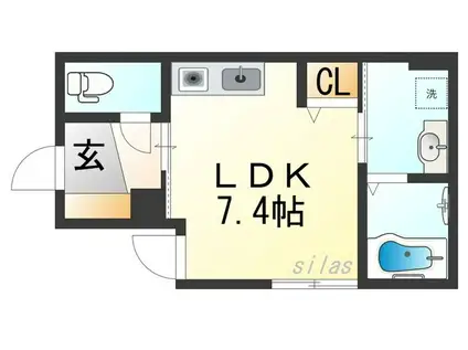 ブランシェ服部(ワンルーム/1階)の間取り写真