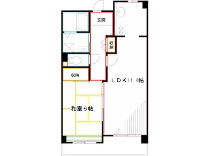 コーポレート連雀1号棟(1LDK/4階)の間取り写真