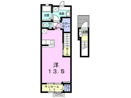 ベル エポックIII(ワンルーム/2階)の間取り写真