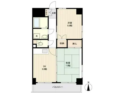 リビングステージ南仙台(2DK/5階)の間取り写真