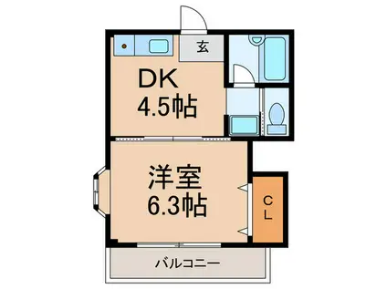 ドミール王子(1DK/2階)の間取り写真