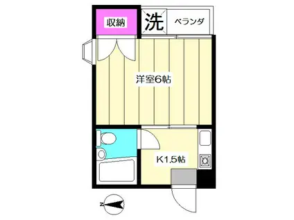 フラット江古田(1K/4階)の間取り写真