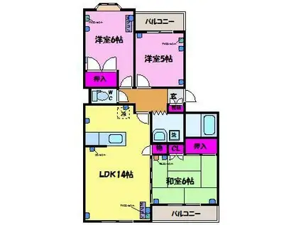 ベルエール富士(3LDK/3階)の間取り写真