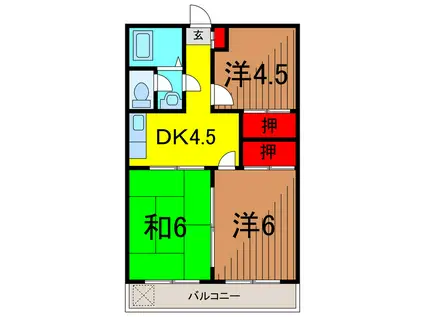 越ゴールデンフラット(3DK/2階)の間取り写真