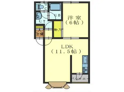 アル白鳥III(1LDK/2階)の間取り写真