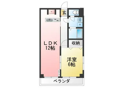 南浦和岡昭マンション(1LDK/3階)の間取り写真