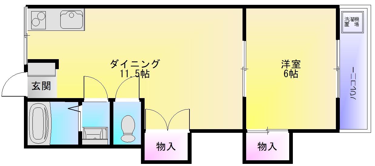 小畑コーポラスA棟(1LDK/2階)の間取り写真