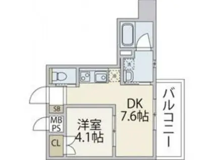 VILLA OASIS UJINA(1DK/9階)の間取り写真