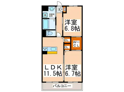 コンフォートREIWA(2LDK/1階)の間取り写真