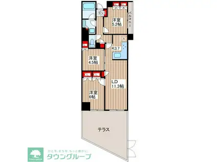 グランドメゾン桜新町(3LDK/1階)の間取り写真