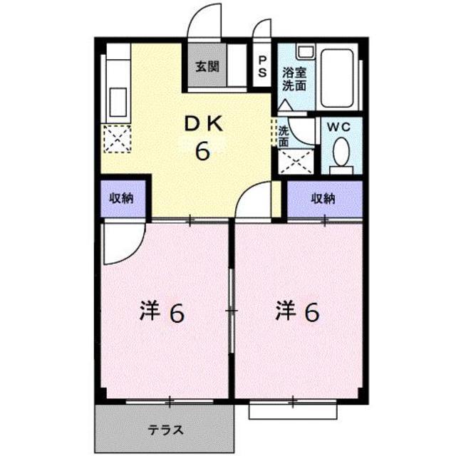 エルディムわたなべ(2DK/1階)の間取り写真